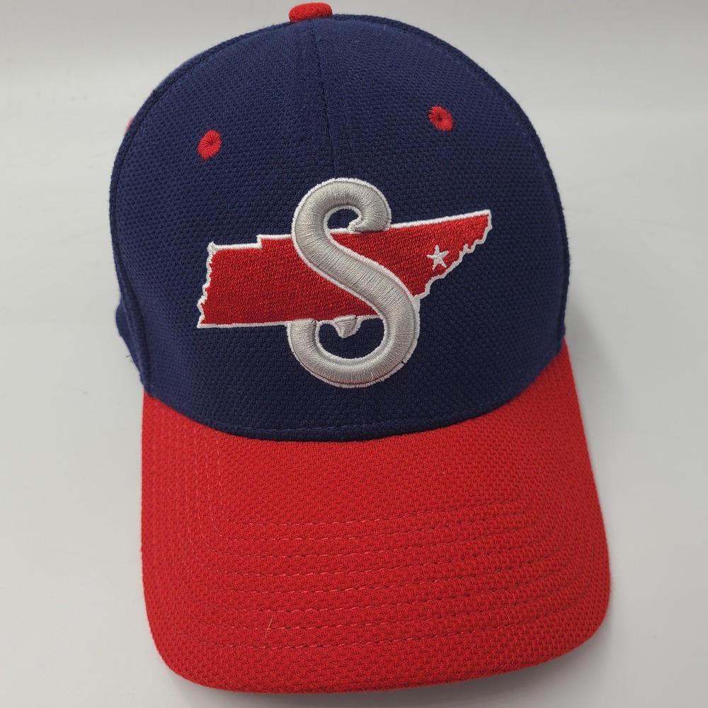 Nashville Sounds Hat Fitted M-L New Era 39Thirty Blue Red MiLB Baseball Logo Men
